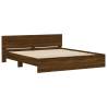 Super King Size Bed Frame with LED Headboard - Brown Oak 180x200 cm