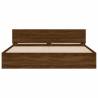 Super King Size Bed Frame with LED Headboard - Brown Oak 180x200 cm