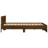 Super King Size Bed Frame with LED Headboard - Brown Oak 180x200 cm