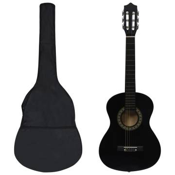 8 Piece Classical Guitar Beginner Set - Black 34"