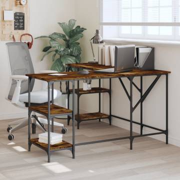 Desk Smoked Oak - Stylish L-Shaped Office Table | Hipo Market