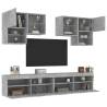 6 Piece TV Wall Cabinet Set with LED Lights Concrete Grey Colour concrete grey Quantity in Package 1 