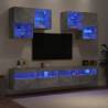 6 Piece TV Wall Cabinet Set with LED Lights - Concrete Grey