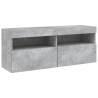 6 Piece TV Wall Cabinet Set with LED Lights - Concrete Grey