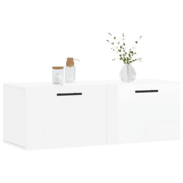 High Gloss White Wall Cabinet - Stylish & Functional Storage