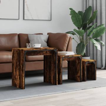 Nesting Coffee Tables 3 pcs Smoked Oak - Stylish & Versatile