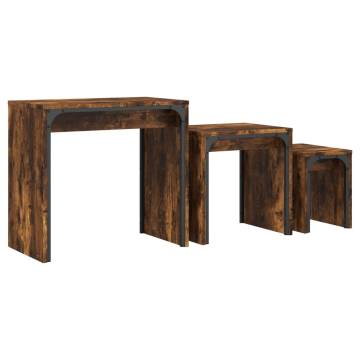 Nesting Coffee Tables 3 pcs Smoked Oak - Stylish & Versatile