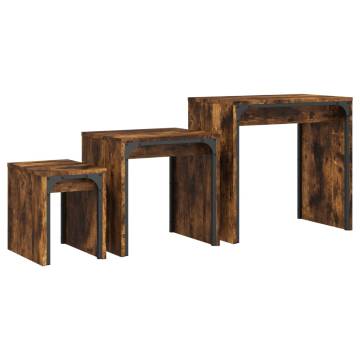 Nesting Coffee Tables 3 pcs Smoked Oak - Stylish & Versatile