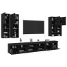 7 Piece TV Wall Cabinet Set with LED Lights Black Colour black Quantity in Package 1 