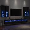 7 Piece TV Wall Cabinet Set with LED Lights - Stylish Black