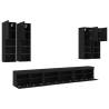 7 Piece TV Wall Cabinet Set with LED Lights - Stylish Black