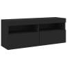 7 Piece TV Wall Cabinet Set with LED Lights - Stylish Black