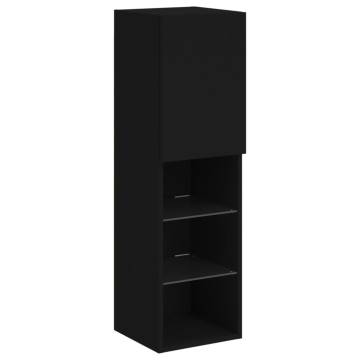 7 Piece TV Wall Cabinet Set with LED Lights - Stylish Black