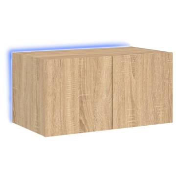 TV Wall Cabinet with LED Lights Sonoma Oak - Space-Saving Design