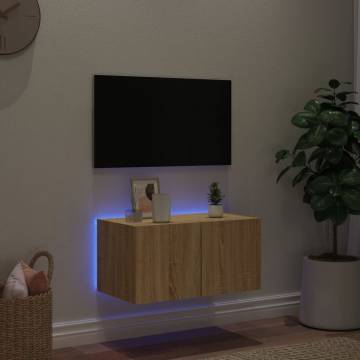 TV Wall Cabinet with LED Lights Sonoma Oak - Space-Saving Design