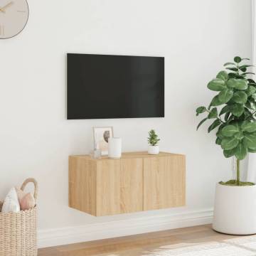 TV Wall Cabinet with LED Lights Sonoma Oak - Space-Saving Design