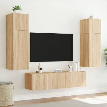 TV Wall Cabinet with LED Lights Sonoma Oak - Space-Saving Design