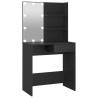 Stylish Black Dressing Table with LED - 74.5x40x141 cm