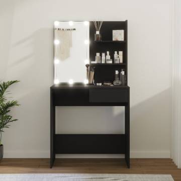 Stylish Black Dressing Table with LED - 74.5x40x141 cm