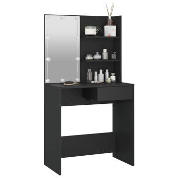 Stylish Black Dressing Table with LED - 74.5x40x141 cm