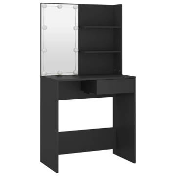 Stylish Black Dressing Table with LED - 74.5x40x141 cm