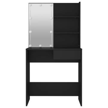 Stylish Black Dressing Table with LED - 74.5x40x141 cm