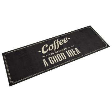 Stylish Washable Kitchen Rug - Coffee Text Velvet 60x180 cm