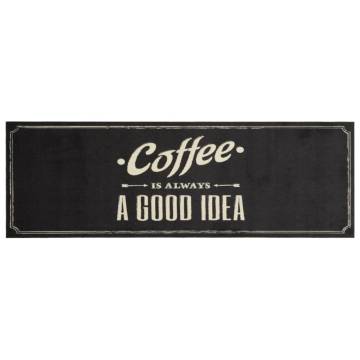 Stylish Washable Kitchen Rug - Coffee Text Velvet 60x180 cm