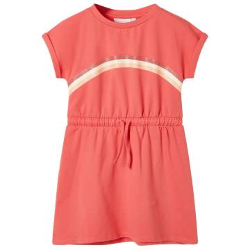 Stylish Kids' Dress with Drawstring - Coral 128