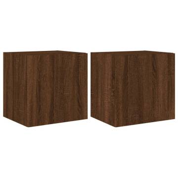 LED TV Wall Cabinets - Brown Oak 2 pcs | HipoMarket