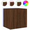 LED TV Wall Cabinets - Brown Oak 2 pcs | HipoMarket