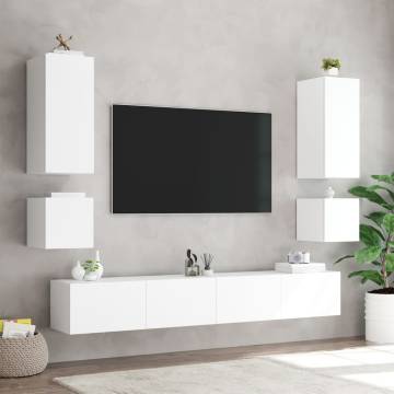 TV Wall Cabinet with LED Lights - White 40.5x35x40 cm