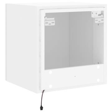 TV Wall Cabinet with LED Lights - White 40.5x35x40 cm