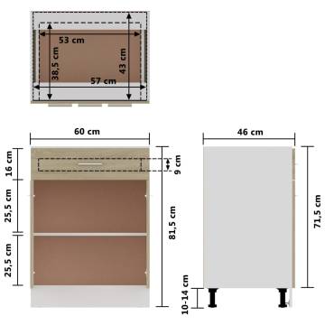 Drawer Bottom Cabinet Sonoma Oak - 60x46x81.5 cm