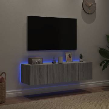 Stylish TV Wall Cabinets with LED Lights - 2 pcs Grey Sonoma