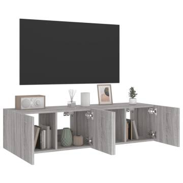 Stylish TV Wall Cabinets with LED Lights - 2 pcs Grey Sonoma