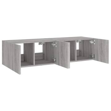 Stylish TV Wall Cabinets with LED Lights - 2 pcs Grey Sonoma