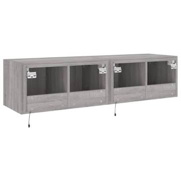 Stylish TV Wall Cabinets with LED Lights - 2 pcs Grey Sonoma