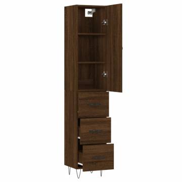 Stylish Highboard Brown Oak - Engineered Wood 34.5x34x180 cm