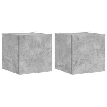 Stylish TV Wall Cabinets with LED Lights - 2 pcs Concrete Grey