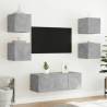 Stylish TV Wall Cabinets with LED Lights - 2 pcs Concrete Grey