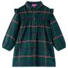 Kids' Dress with Long Sleeves and Ruffles Dark Green 140 Size 140 (9-10y) 