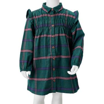 Elegant Dark Green Kids' Dress with Ruffles | HipoMarket