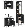 Stylish 3 Piece Bathroom Cabinet Set - Black Engineered Wood