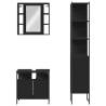 Stylish 3 Piece Bathroom Cabinet Set - Black Engineered Wood