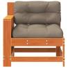 Garden Armrest Sofa with Cushion - Wax Brown Solid Pine