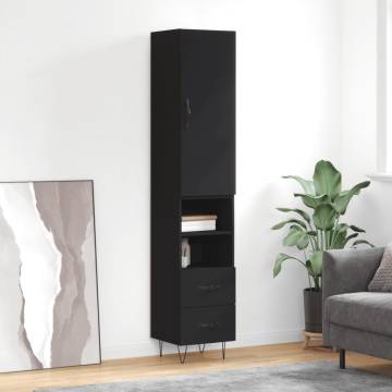 Stylish Highboard Black 34.5x34x180 cm - HipoMarket