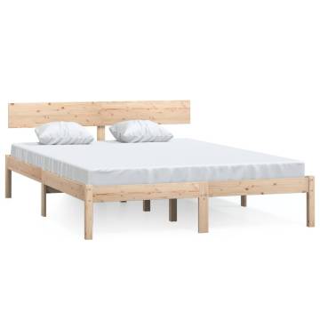 Solid Wood Pine Bed Frame 140x190 cm - Modern Comfort