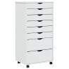 Rolling Cabinet MOSS White Solid Wood Pine - Organize Effortlessly