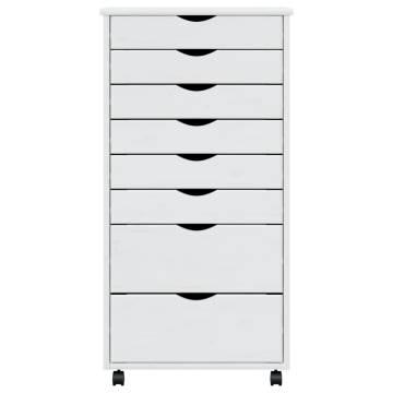 Rolling Cabinet MOSS White Solid Wood Pine - Organize Effortlessly